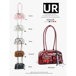 UR BAG กระเป๋าหนังพียู กระเป๋าถือ ทรง stan oil สายจิ๋ว