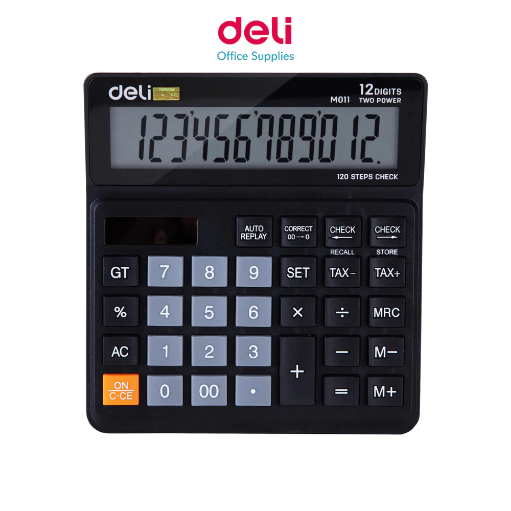เครื่องคิดเลข 12 หลัก Deli M01120 หน้าจอชัด ปุ่มกดทนทาน ใช้งานสำนักงาน รับประกัน 3 ปี Calculator