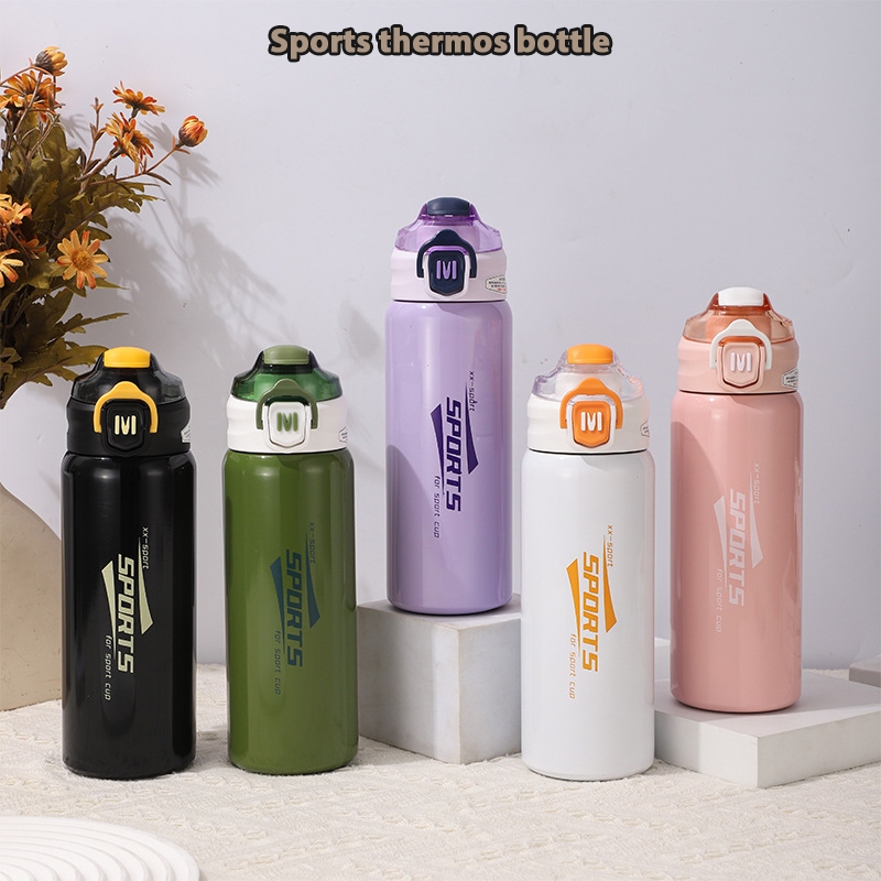 ความร้อน เก็บอุณหภูมิ ได้ยาวนาน ขวดน้ำ 600ml สแตนเลสเกรด กระบอกน้ำสเตลเลส 316 มีเชือกหิ้ว T01267