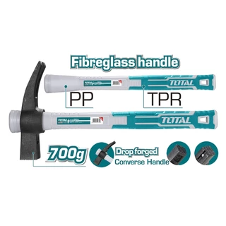 Total ค้อนหงอน ด้ามไฟเบอร์ 8 0z/220g. รุ่น THCH61008/THTS7308 ( British Type Claw Hammer )