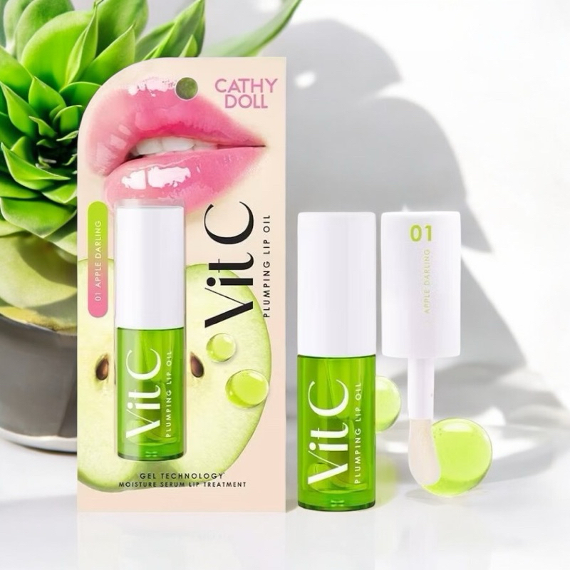 [ซื้อในไลฟ์ลด50%ของแท้]ลิปแจ็คสันหวัง Cathy Doll วิตซีพลัมปิ้ง ลิปออยล์ปเคที่ดอลล์ 01 Apple Darling