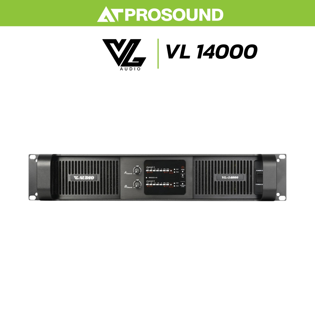 VL AUDIO VL 14000 เพาเวอร์แอมป์ 2 แชนแนล กำลังขับ 3500 วัตต์ที่ 4 โอห์ม คุณภาพสูง AT Prosound