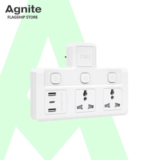 Agnite ปลั๊กไฟ ปลั๊กแปลง แบบFastCharge กำลังไฟ 10A 2500W อแดปเตอร์แบบสากล Universal Adapter