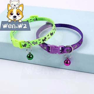wen.W2 ปลอกคอสัตว์เลี้ยง มีกระดิ่ง ปลอกคอแมวและสุนัข ปรับสายได้