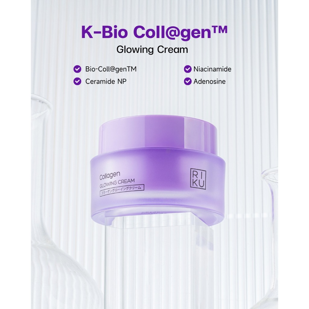 RIKU COLLAGEN GLOWING CREAM BIO Collagen เสริมสร้าง Collagen Type III ปรับผิวเนียน กระจ่างใส อิ่มน้ำ — صورة 7
