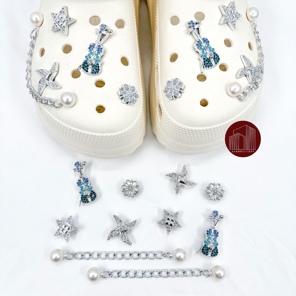 ชุดเซทจิ๊บบิท จิบิติดรองเท้า ตัวติดรองเท้า แต่งเพชร แต่งโซ่ DIY รองเท้า 1เซท