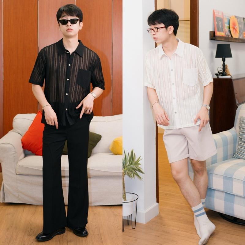 BARUM SHIRT เสื้อเชิ้ตแขนสั้นทรงโอเวอร์ไซส์