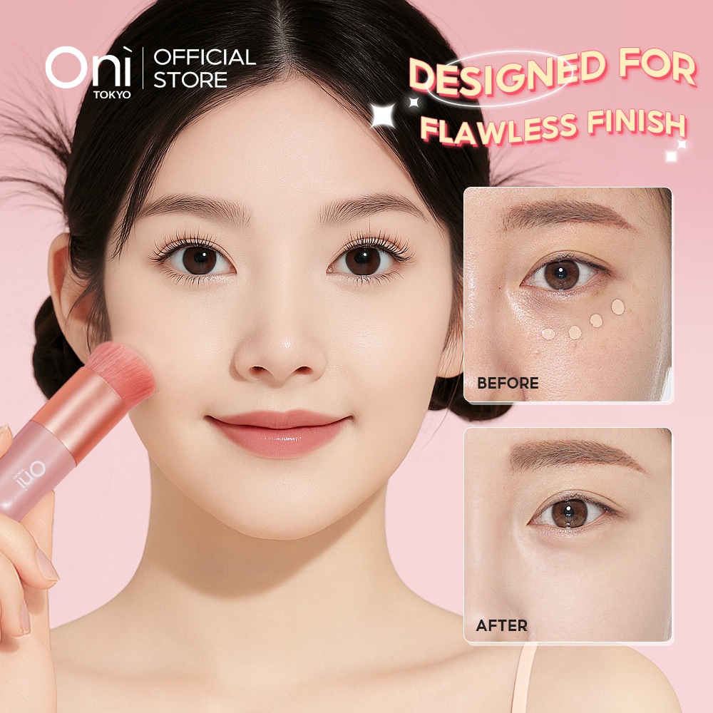 Oni Round Top Foundation Brush, Makeup Brush for Liquid,Blending,Cream,Powder แปรงปัดแก้ม แปรงปัดแป้ง แปรงรองพื้น แปรง