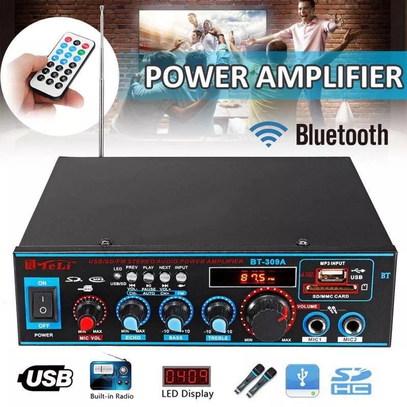 เครื่องขยายเสียง 800W mixer มิกเซอร์แอมป์สเตอริโอ HIFI ไร้สาย บลูทูธ วิทยุ FM แอมป์จิ๋ว สำหรับบ้าน