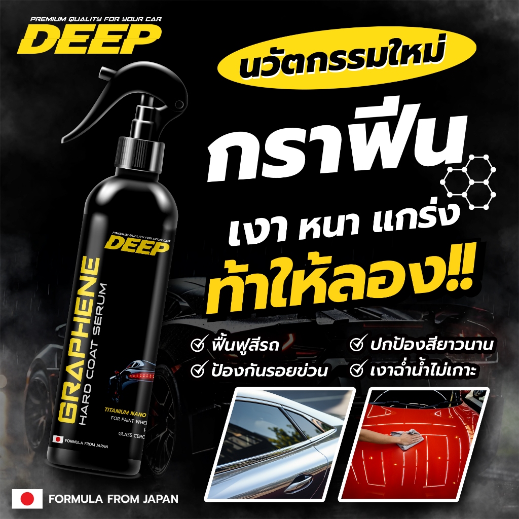 DEEP สเปรย์เคลือบเงา สูตรกราฟีน GRAPHENE น้ำยาเคลือบแก้ว -ขนาด250ml.