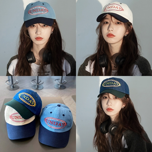 หมวกแก๊ป_SUNDAY Cap Hat ใส่สงกรานต์ กันแดด ฤดูร้อน ฟรีไซต์ ปักลาย ผ้าสกีน สำหรับผู้ชายผู้หญิง ราคาถู