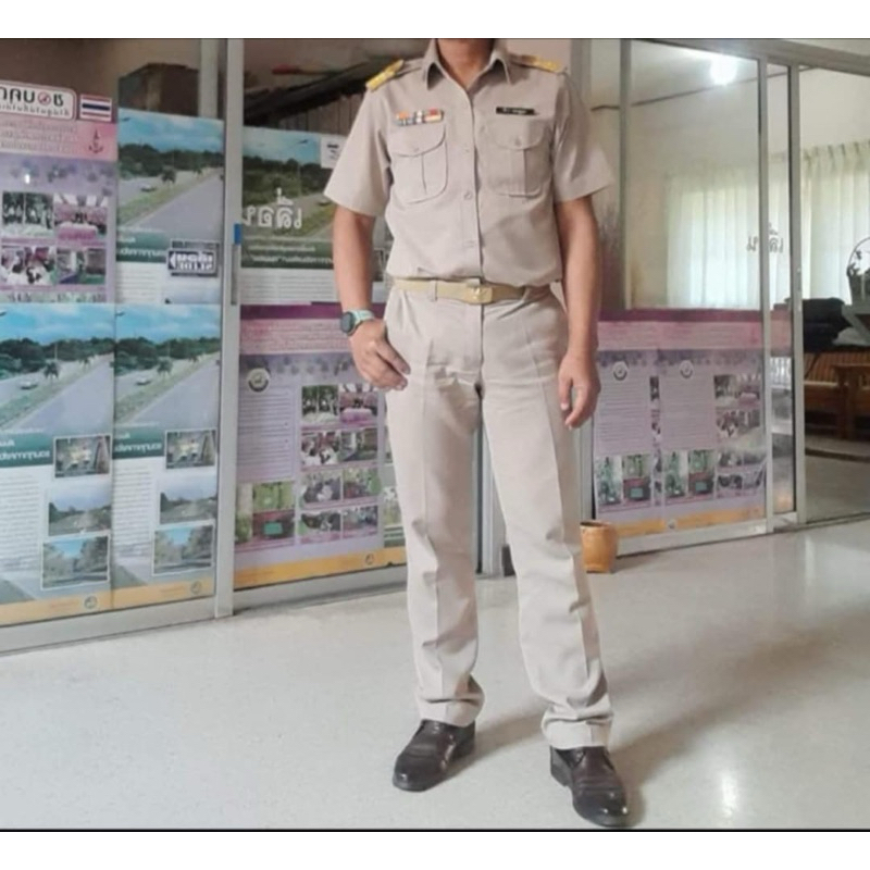 ชุดข้าราชการ สีกากี แยกขายกางเกงกับเสื้อแขนสั้น/แขนยาว