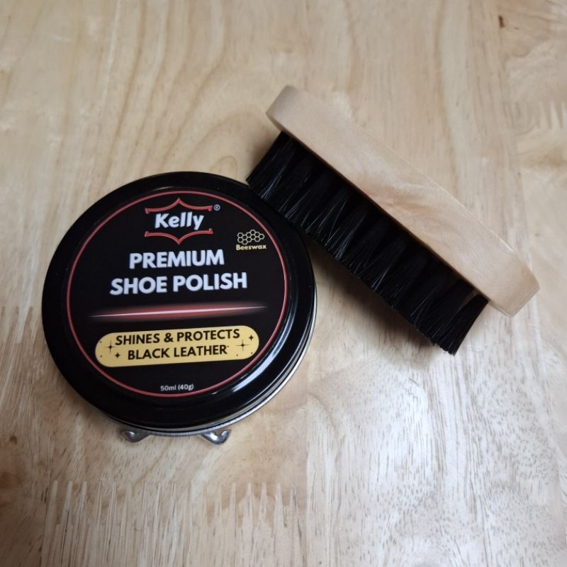 KELLY Premium Shoe Polish เคลลี่ ยาขัดรองเท้าหนังเรียบ 50 ml (สีดำ)