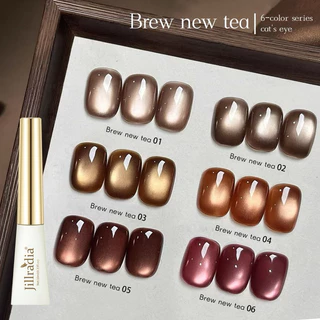 Jillradia สีทาเล็บเจล บราวน์ ชูก้าร์พลัม CAT EYE UV LED สีเงาสวย ติดทนนาน สินค้าคุณภาพดี ขนาด 10 ml.💄พร้อมส่งในไทย💄