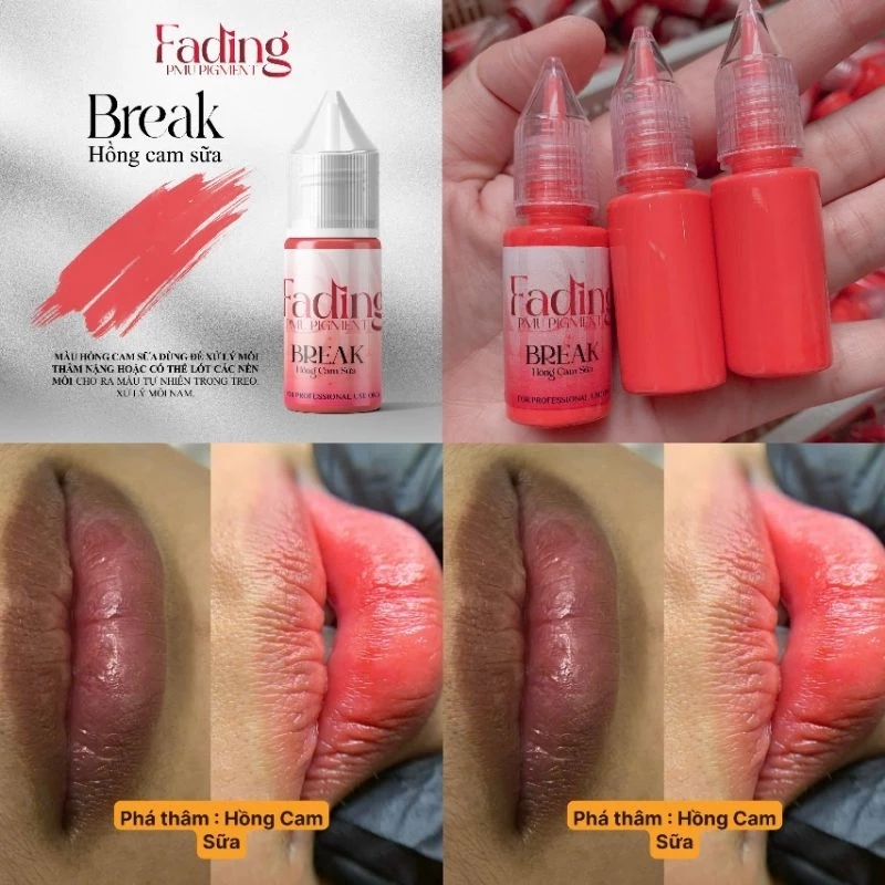 สีสักปากFading🌸สักสวยสักติดไวลอกแล้วสามารถเห็นสีได้ทันที80%~90%สีมีใบเซอร์รับประกัน1 ขวด 12 ml