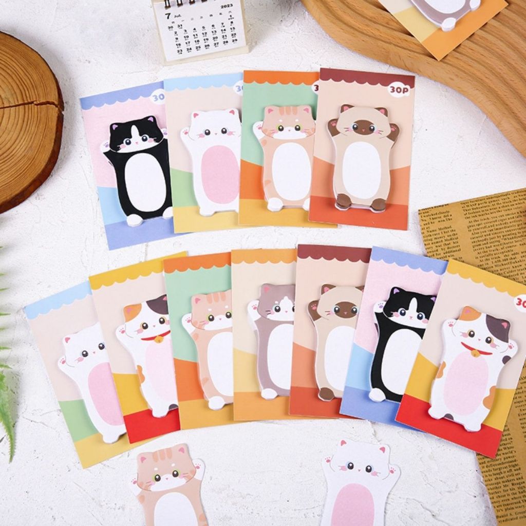 สติ๊กกี้โน้ตแมวแบบมีกาวแบบละ 30 แผ่น ขนาด 12x7cm Sticky Note