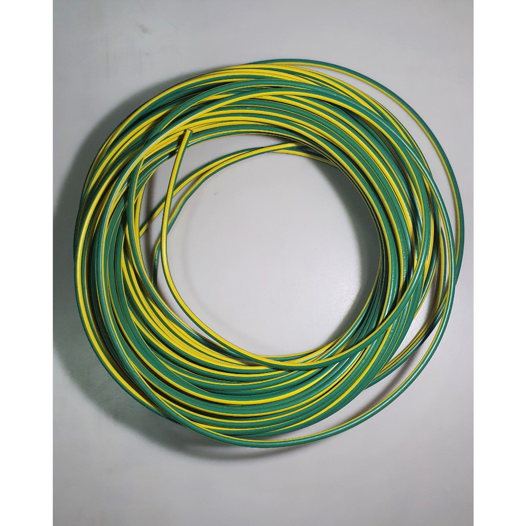 Thai yazaki สายไฟ THW 1x10 sq.mm. สีเขียว-เหลือง สั่งตัดจำนวน 15 ม.