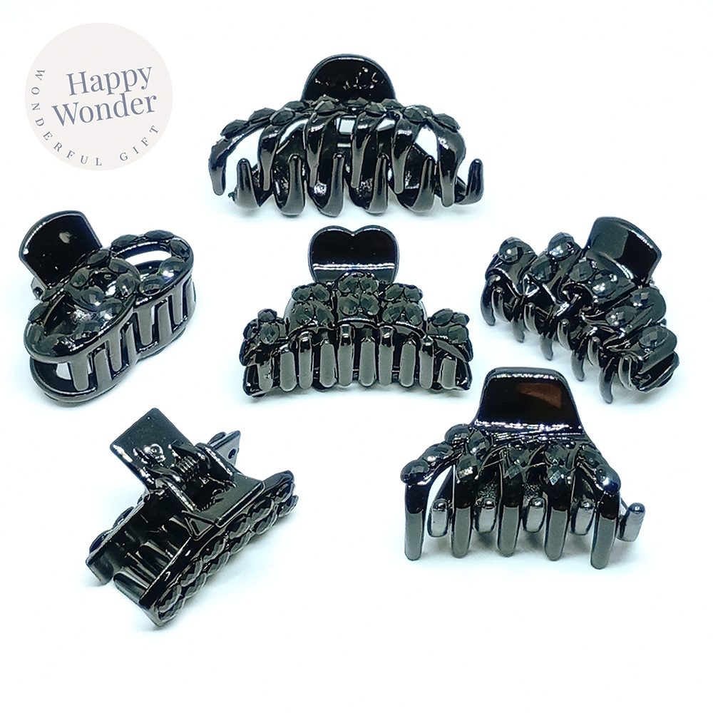 กิ๊บติดผม กิ๊บดำ เพชรดำ กิ๊บหนีบผม  เล่นแสง วิบวับ สไตล์วินเทจ Hairclaw