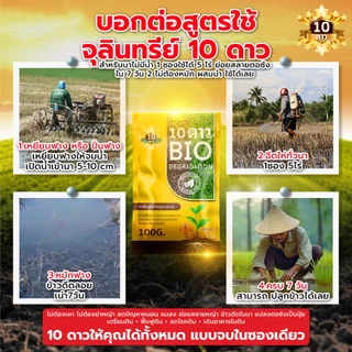 10 ดาว BIO หัวเชื้อจุลินทรีย์ สูตรเข้มข้น ย่อยสลายฟาง ข้าวดีด ข้าวเด้ง ขนาด 100 กรัม 5 ซอง