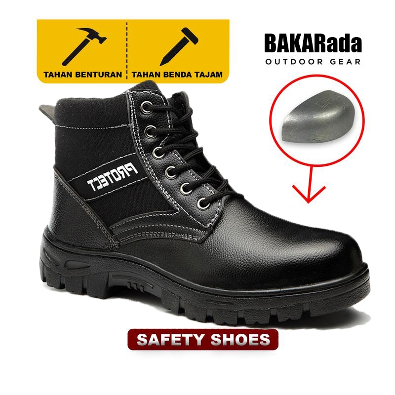 【COD 100% original】Safety Shoes Men's Fashion Boots High Cut Sewed And Vulcanized Leather Shoes