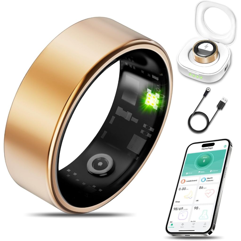 แหวนอัจฉริยะสุขภาพ 2025 วัดหัวใจ + นับก้าว บลูทูธ 5.0 กันน้ำ IP65 ใส่สบาย เหมาะออกกำลังกาย/นอน