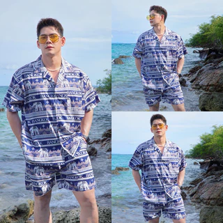 AMTAR CHANG Bangkok ชุดช้างบางกอก ลายช้างสุดเก๋ ไม่ซ้ำใคร ชุดเซ็ทเสื้อ กางเกงขาสั้น ขายาว