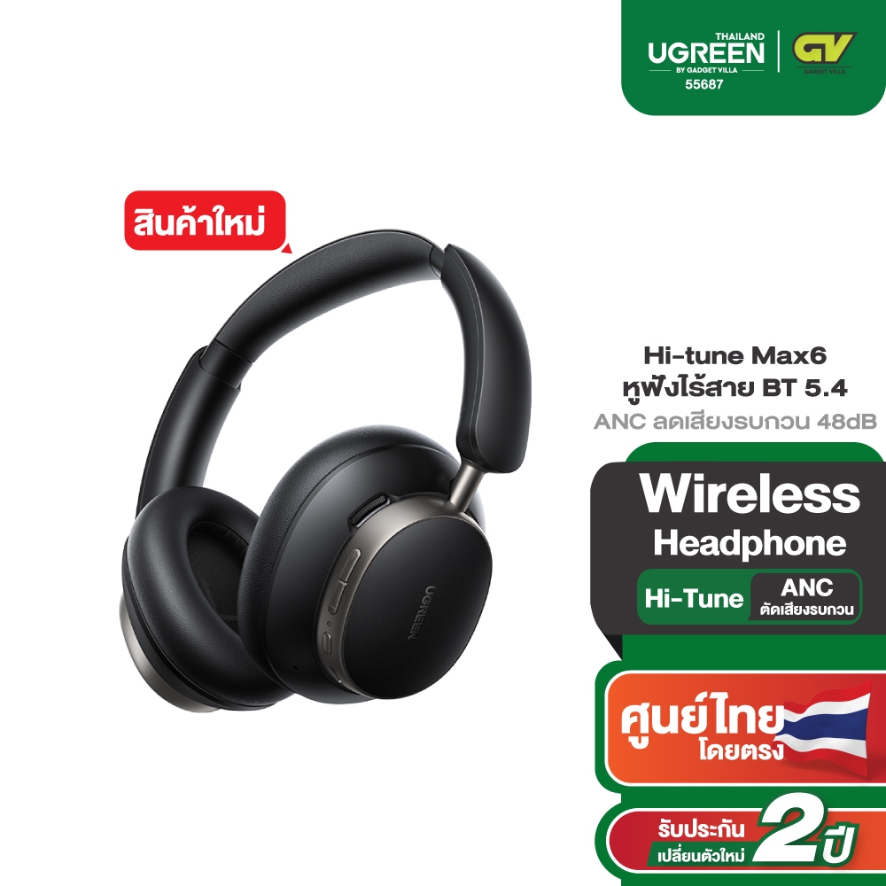 UGREEN HiTune Max6 หูฟัง หูฟังบลูทูธ หูฟังไร้สายครอบหู ตัดเสียงรบกวน ANC Headphone รุ่น HP206