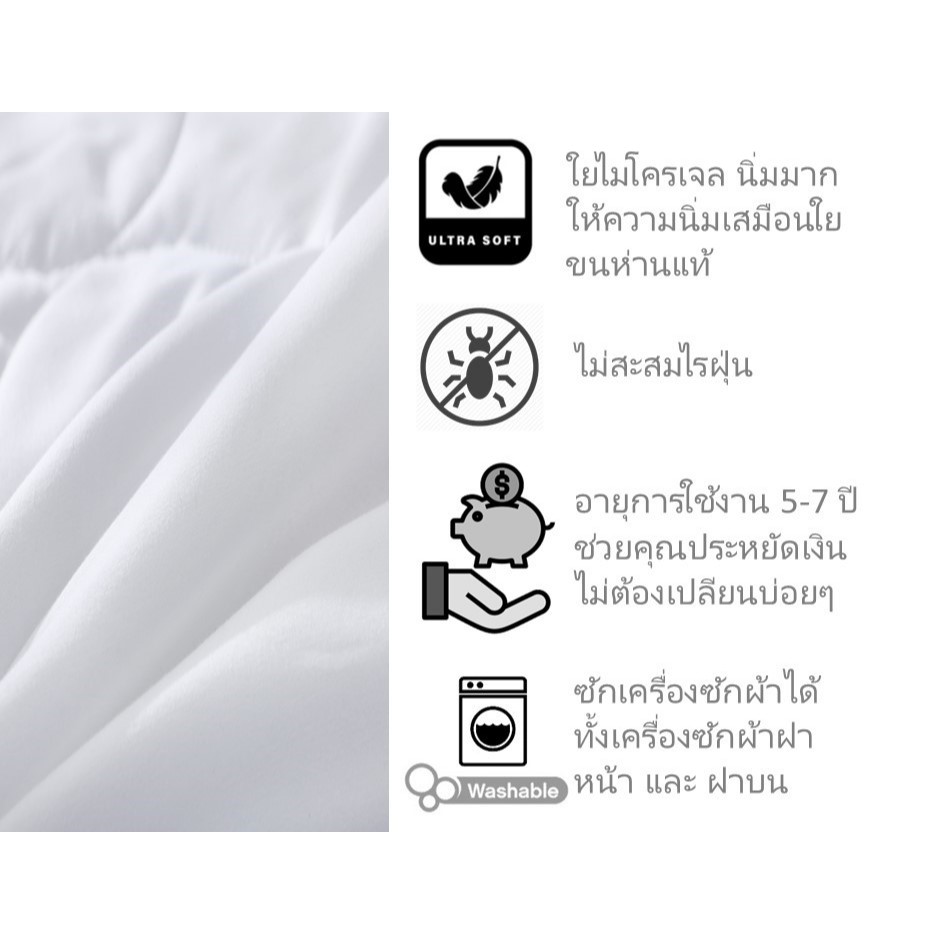ปลอกนวม /ผ้านวม (ปลอกนวม+ไส้นวม) 6 ฟุต เลือกสีด้านใน I ผ้าใยไผ่ Organic Bamboo เกรด Premium I กันไรฝุ่น Anti Dust Mite ราคา ถูกที่สุด ดีลบีเคเค แกลเลอรีภาพที่ 8