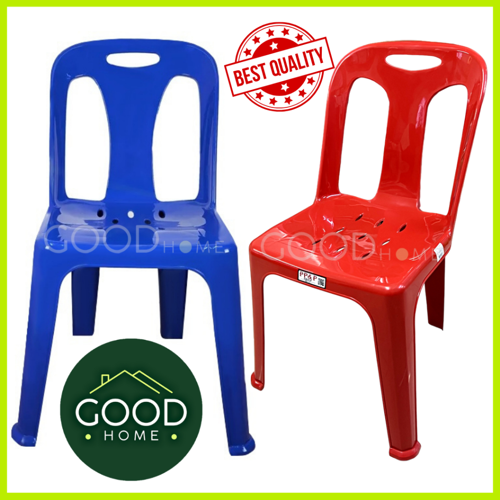 GOODHOME เก้าอี้พลาสติกเกรดAมีหลังพิง แผ่นหลังใหญ่ มียางกันลื่น สีสดใส คุณภาพดี หนาและเหนียว มีความทนทาน แข็งแรง