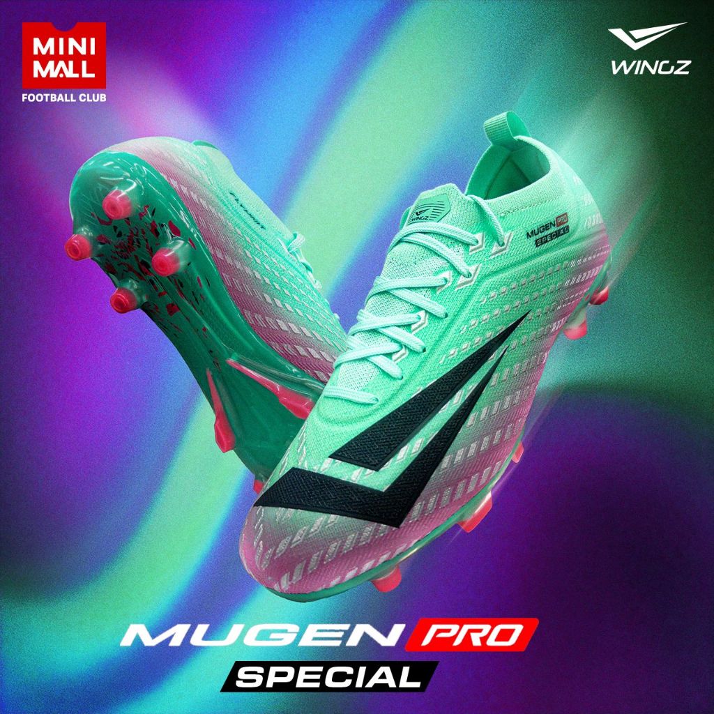รองเท้าสตั๊ด WINGZ รุ่น MUGEN PRO SPECIAL รองเท้าฟุตบอล FLY KNIT ชุดพื้น FG เล่นได้ทั้งสนามหญ้าจริงและสนามหญ้าเทียม