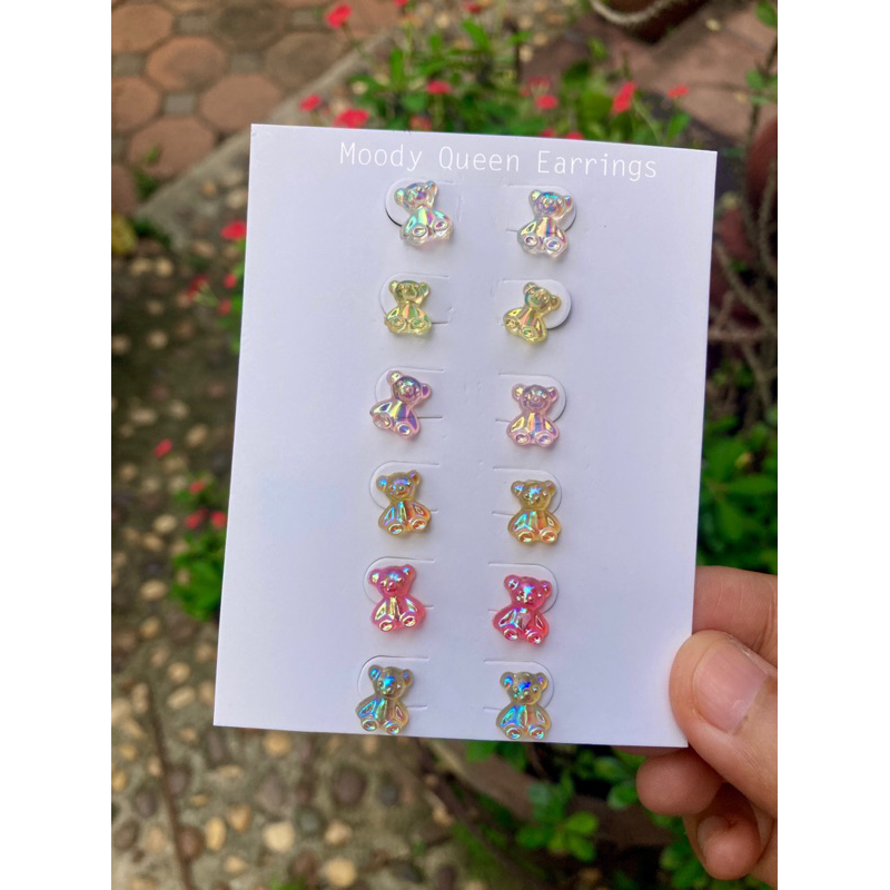 ต่างหู Jelly Bears เจลลี่ แบร์ ตัวจิ๋ว ขนาดประมาณ 1 ซม. งานมินิมอล สีโฮโลแกรม (ราคาต่อคู่) พร้อมส่ง