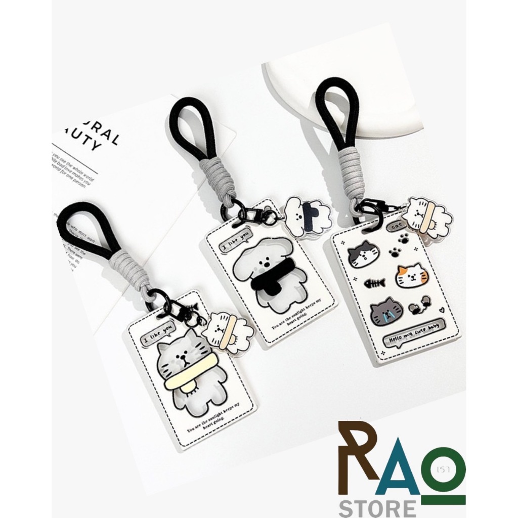 RAO Store พร้อมส่ง ที่ใส่บัตรพนักงานลายการ์ตูนน่ารัก เป็นพลาสติกใส ใส่รูปภาพได้ คีย์การ์ด มีสายคล้อง