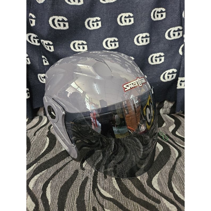 หมกกันน็อค spacecrown cosmo เทาทหารอากาศ size L-XL