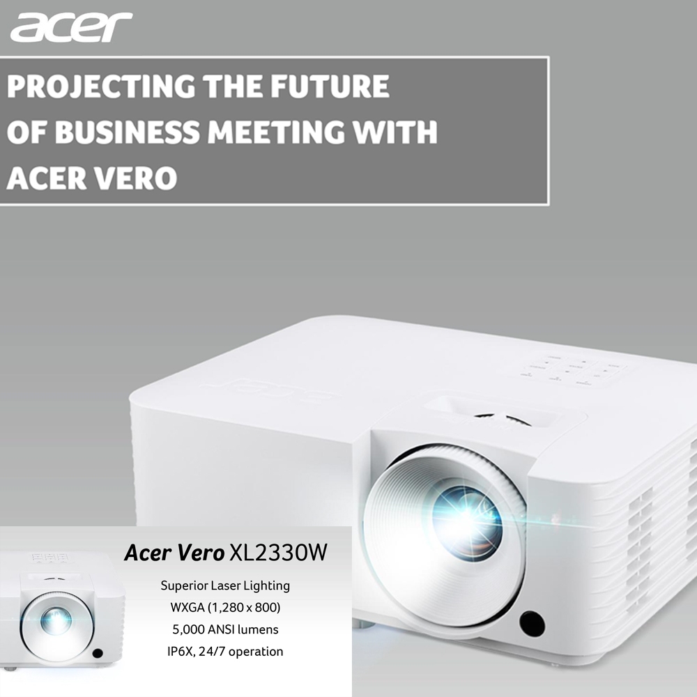 Acer Vero XL2330W projector Laser สว่าง 5000 Ansi Lumens WXGA 1280x800 pixel หลอดภาพใช้ได้ถึง 30000 