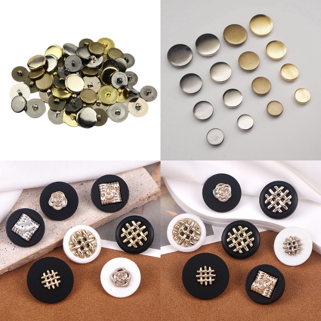 กระดุมทองเงินพลาสติก กระดุมกลมแฟชั่น  สำหรับติดเสื้อ 15,18,21,25mm