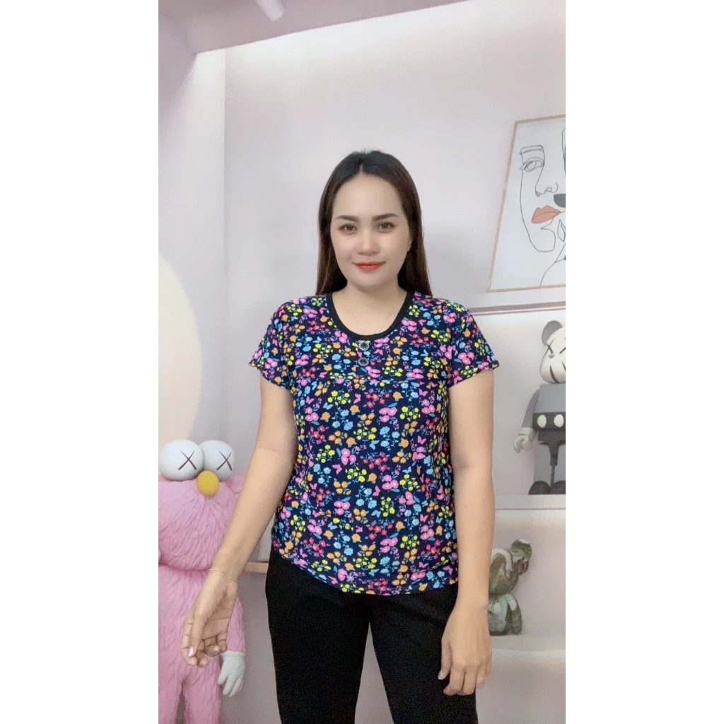 เสื้อลายดอกดำ แขนสั้น อก32-40นิ้ว รุ่น314 thumbnail 5