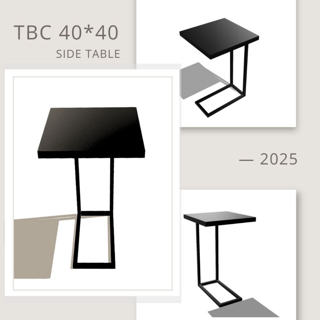 โต๊ะข้าง psahome  C-Shape เหล็กดำ 40x40 สูง 64cm | เหมาะม้านั่ง Cafe ร้านกาแฟ | สไตล์ Loft