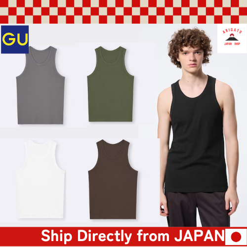 GU Cotton Collar Ribbed Tank Top Unisex [ส่งตรงจากประเทศญี่ปุ่น ของแท้ 100%]