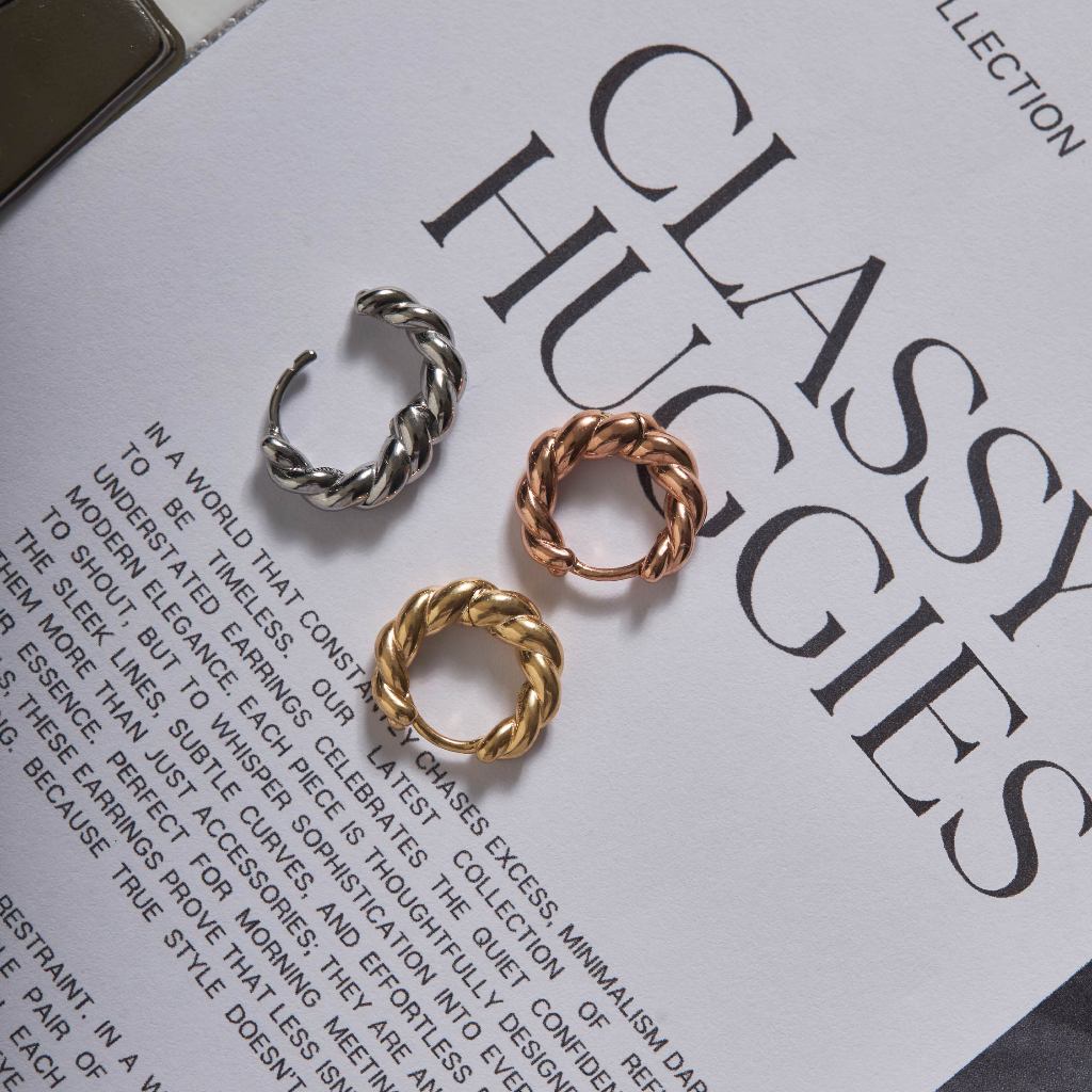 earika.earrings - puff roll hoop ต่างหูห่วงเกลียว วัสดุสแตนเลส (stainless steel) ใส่อาบน้ำได้ เหมาะสำหรับคนแพ้ง่าย