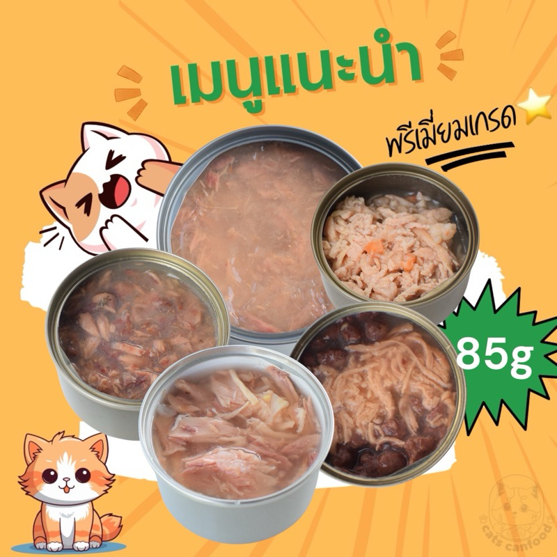 อาหารเปียกแมว อาหารแมวทูน่า/ไก่เลือกรสได้ ขนาด 70-100กรัม กระป๋องเปลือยเกรดส่งออก