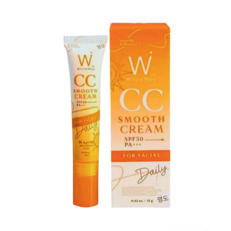 White way CC smooth cream SPF50 PA+++  ไวท์เวย์ ซีซี สมูทครีม 12 กรัม