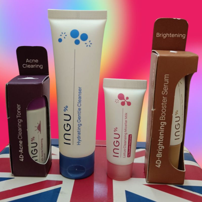 (จัดส่งฟรีทั่วไทย) ingu ขนาดพกพา (เซ็ต 4 ชิ้น) โทนเนอร์ 10ml+โฟมล้างหน้า 30ml+ล้างเครื่องสำอาง 7ml+ก