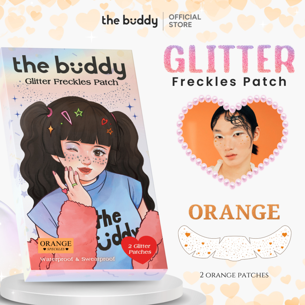 The Buddy - Glitter Freckles Patch สีส้ม (Orange Speckles) แผ่นแปะกลิตเตอร์สำหรับแต่งหน้า กันน้ำ  2 แผ่น/กล่อง