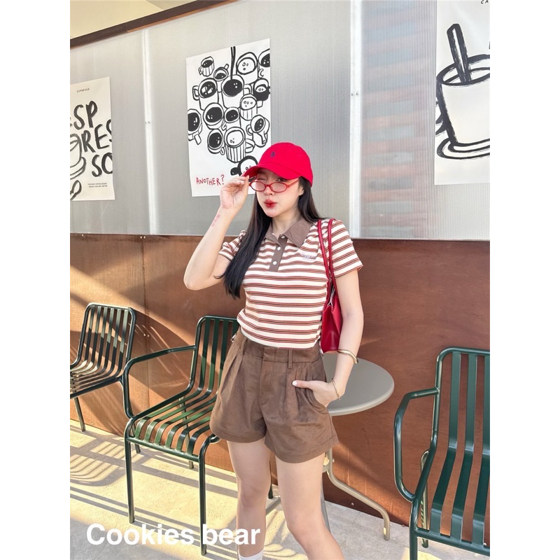 new🎀🎀เสื้อเชิ้ตแขนสั้นลายริ้ว