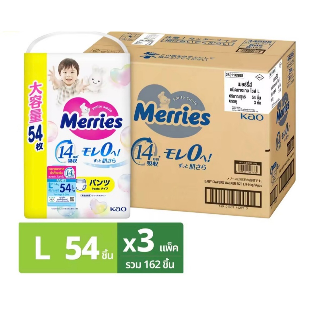 (ยกลัง) รุ่นใหม่เพิ่มรูระบายอากาศ Merries Ultra Jumbo เมอร์รี่ส์ แบบกางเกง ไซส์M/L/XL/XXL ของล็อตใหม่ - รูปที่ 2