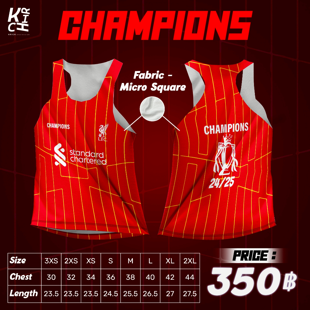 เสื้อกล้ามวิ่งผ้าสี่เหลี่ยมไมโคร พิมพ์ลาย Champion 2024-2025 น้ำหนักเบา สวมใส่สบาย