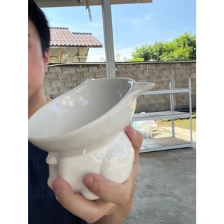 ชามอาหารแมว ชามอาหารหมา เซรามิก สีขาวล้วน ขนาด 250ml สัดส่วน 130x105x85mm ออกใบกำกับภาษีได้