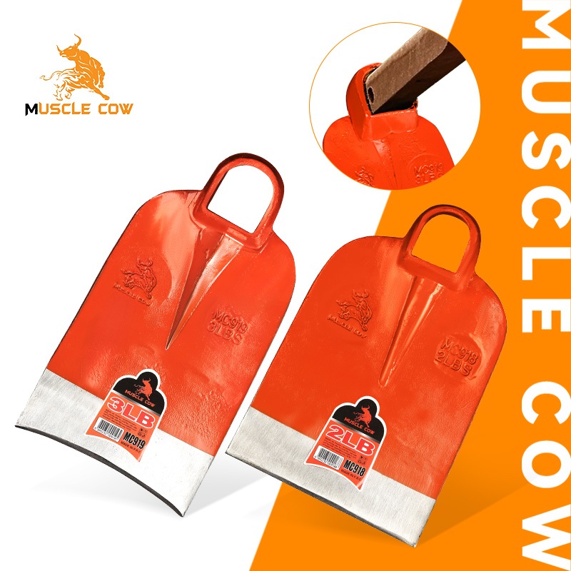MUSCLE COW จอบถากหญ้า จอบเหล็กหนาคุณภาพสูง น้ำหนัก 2LB/3LB ใช้งานกลางแจ้ง ขุดดิน พลิกดิน ปลูกผัก สวนเกษตร แข็งแรง ทนทาน