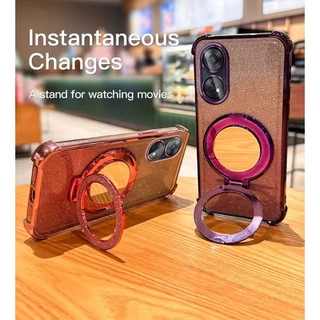 เคส กริตเตอร์ หรูหรา สำหรับรุ่น OPPO A18 A38 A17 A17K A78 A58 เคส กันกระแทกมุม ป้องกันกล้อง กระจก แต่งหน้า ตั้งได้ F2