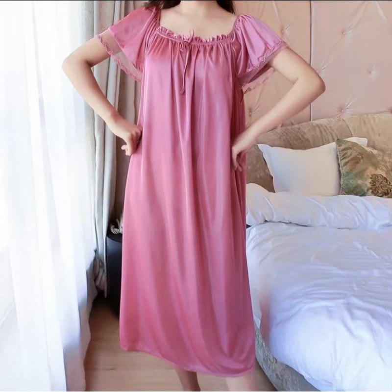 พร้อมส่ง!!ชุดนอนกระโปรงมีแขนผ้าเจซี่ สุดเซ็กซี่ ฟรีไซส์